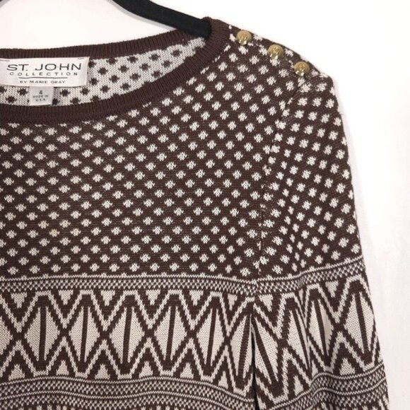ST. JOHN COLLECTION Women’s‎ Knit Top Pullover Geometric USA🇺🇸MADE Size 4 - Picture 3 of 14